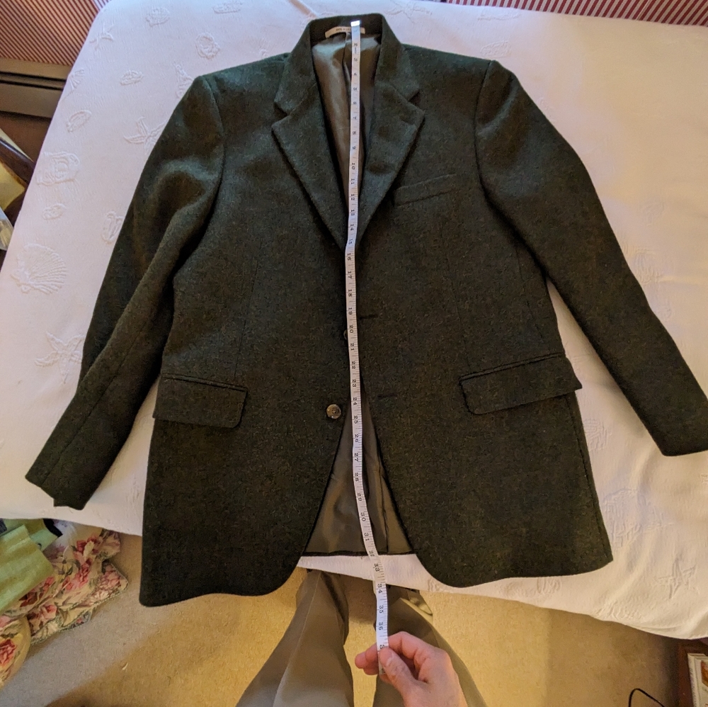 Hickey Freeman 42 regular green tweed sport coat blazer
